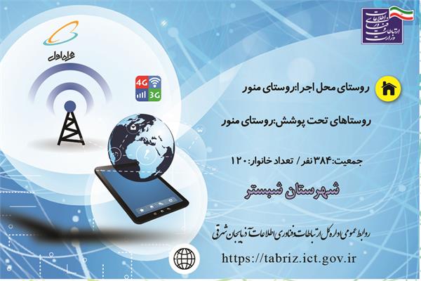 برخورداری 120 خانوار روستای منور از اینترنت پرسرعت نسل چهارم تلفن همراه