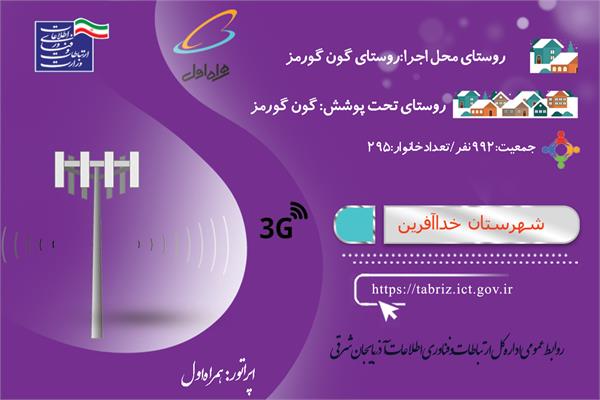 روستای گون گورمز  شهرستان خداآفرین به اینترنت نسل سوم (3G) مجهز شد.