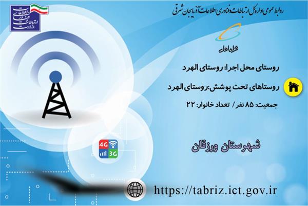 22 خانوار روستایی استان آذربایجان شرقی از اینترنت نسل سوم و چهارم برخوردار شدند