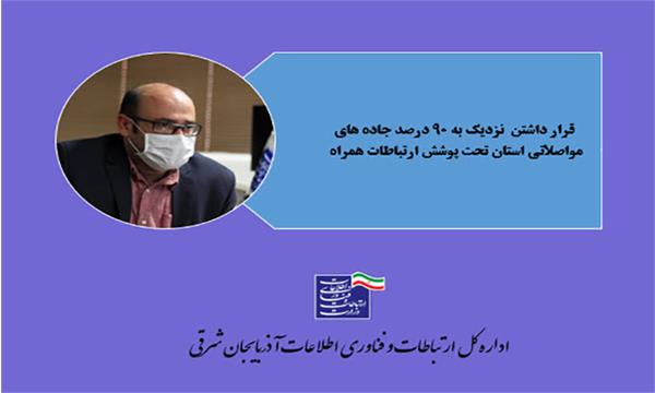 قرار داشتن  نزدیک به 90 درصد جاده های مواصلاتی استان تحت پوشش ارتباطات همراه