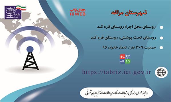 روستای قره کند شهرستان مراغه به اینترنت پرسرعت " های وب " و پوشش تلفن همراه تجهیز شد