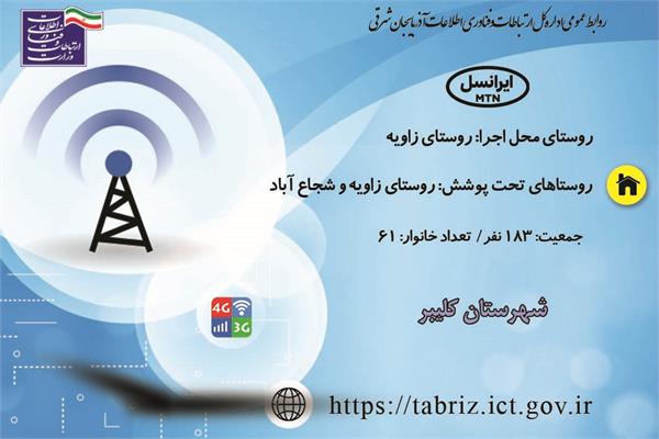 61 خانوار روستایی استان آذربایجان شرقی از اینترنت نسل سوم و چهارم برخوردار شدند