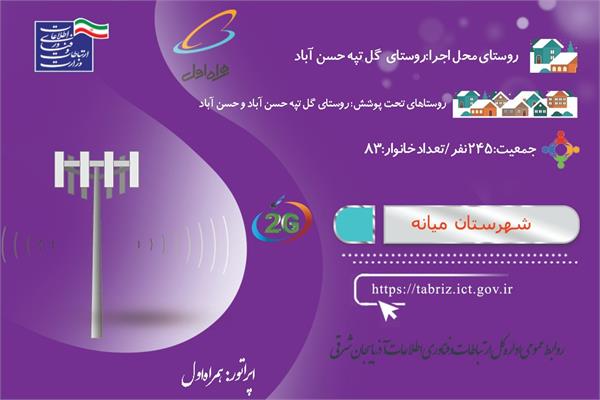 بهره مندی روستاهای گل تپه حسن آباد و حسن آباد شهرستان میانه از پوشش تلفن همراه