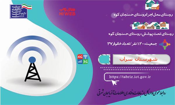 روستای حسنجان کوه شهرستان سراب به اینترنت پرسرعت " های وب " و پوشش تلفن همراه تجهیز شد